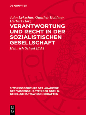 cover image of Verantwortung und Recht in der sozialistischen Gesellschaft